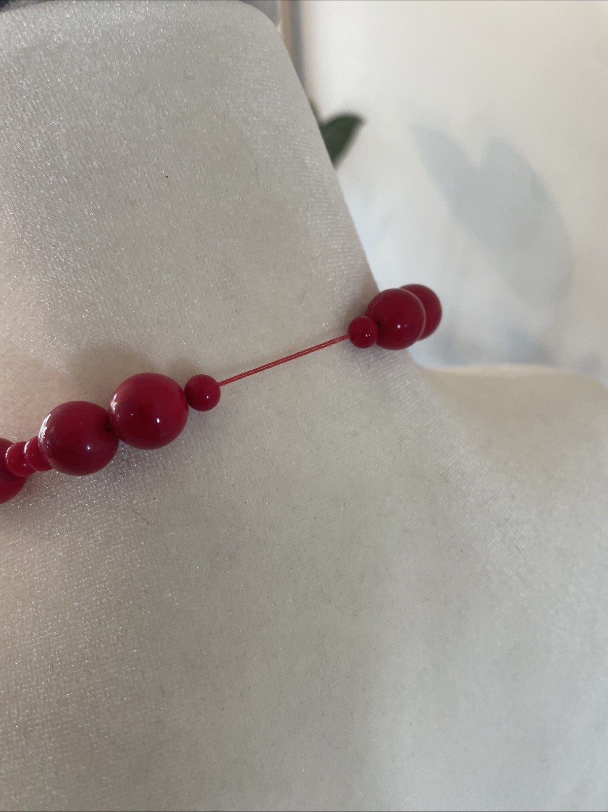 VTG Red Multi-Strand Beaded Statement Necklace Y2… - image 7