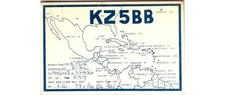 58 Ham QSL Card: Hamilton KZ5BB Caribbean Map B & W 5100B SX42 W6TCQ 1958