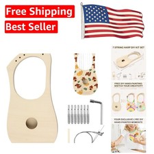 7-String Lyre Harp DIY Kit: Handmade Basswood Instrument for Creative Souls