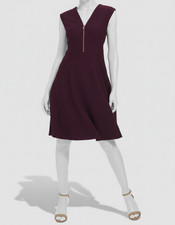 Tommy Hilfiger Women's Purple V-Neck Cap-Sleeve Fit & Flare Dress Size 10