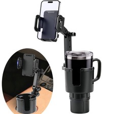 2in1 Car Cup Holder Expander Phone Mount Cradle Drink Organizer Universal 360