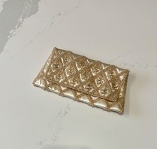 Vintage 1960s John Wind Ivory Beaded Clutch Evening Bag PRISTINE CONDITION