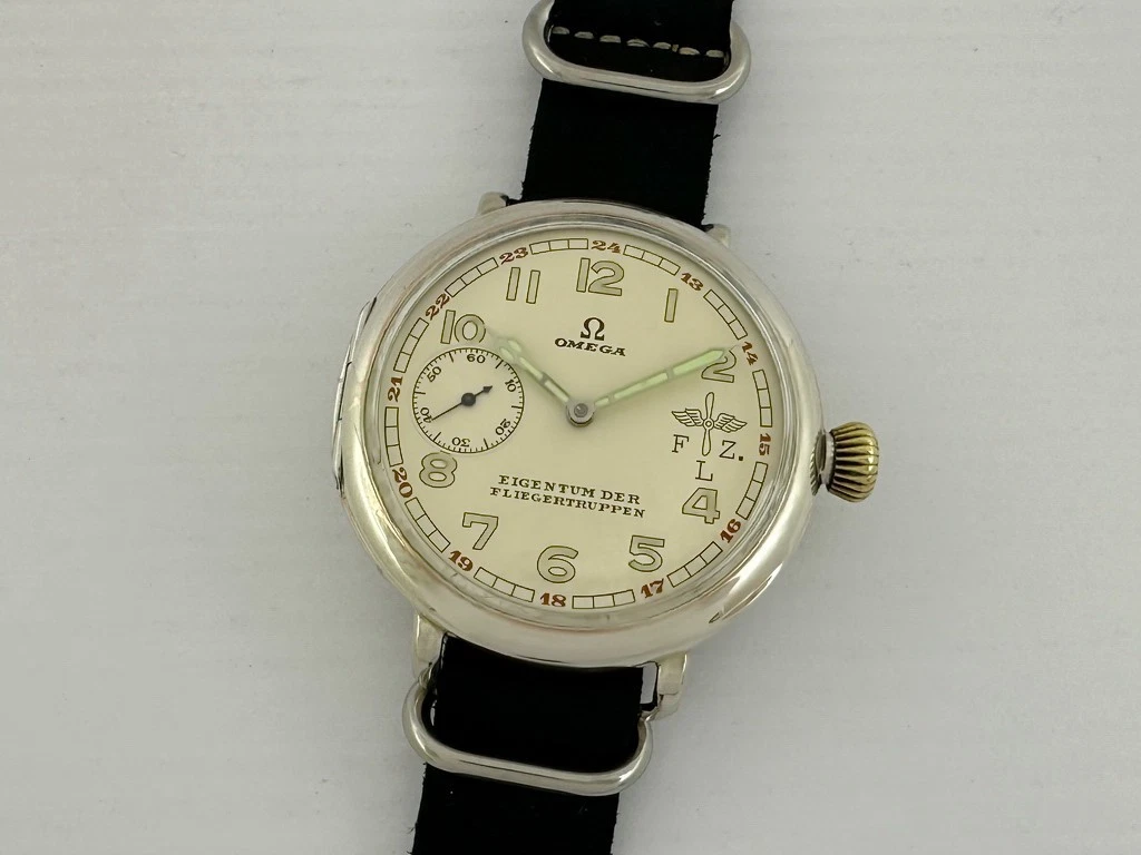 Omega — Omega Aviator F.Z.L. Eigentum Der Fliegertruppen WWI Antique Swiss Silver Watch