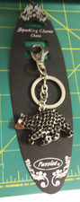 Jeweled Black bear Keychain lightweight Faceted black jewels on body  Clear eye