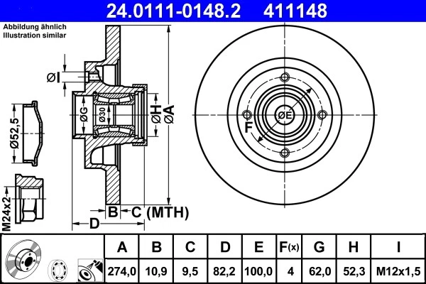 2x BRAKE DISC 24.0111-0148.2 FOR RENAULT GRAND/SCENIC/II K9K734/732/728 1.5L - Image 2 of 4