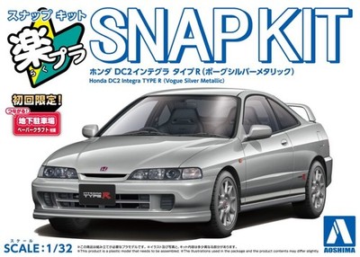 Aoshima 1/32 Scale Model Car Snap Kit 22-VS Honda DC2 Integra Type R (Silver)