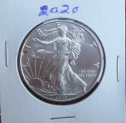 2020 Silver Eagle One Dollar Coin Uncirculated in Cardboard Flip Case