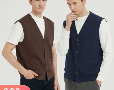 Men Button Down Vest Casual Cotton Lightweight Waistcoat V-Neck Cardigans Jacket