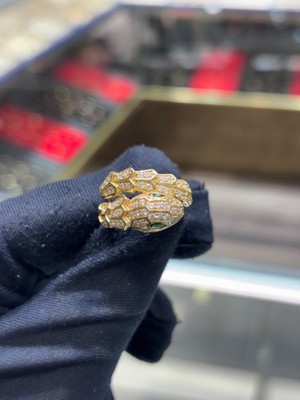 14 Karat massiver italienischer Goldring Schlangendesign Größe 7,75