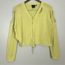 Animale Abstract Zip Cardigan Sweater Women’s Size S Cutouts Art to Wear Knit