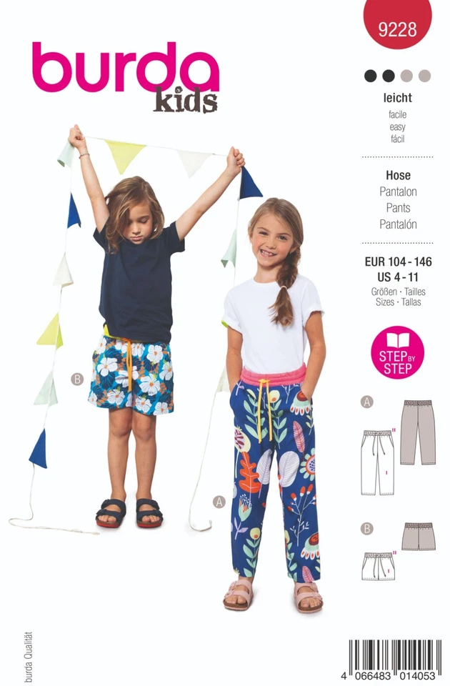 Schnittmuster Hose Burda Kids 9228 US 4-11 (Gr. 104-146) - Bild 1 von 4