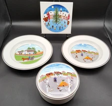 Villeroy Boch Laplau Design Naif Country Yard & Plowing Bowls & Christmas Trivet