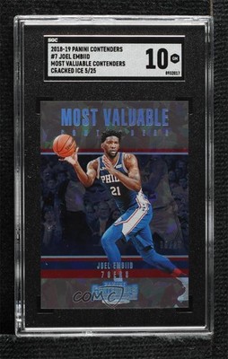 2018-19 Contenders Most Valuable Cracked Ice 5/25 Joel Embiid #7 SGC 10 GEM 16rf