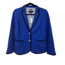 Talbots NWT Aberdeen Blazer Womens 12P Blue Stripe Lining Office Fancy Buttons