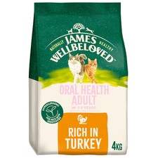 James Wellbeloved Oral Care 1-7 Years Adult Dry Cat Food Rich in Turkey 4kg 4.50 per kilo