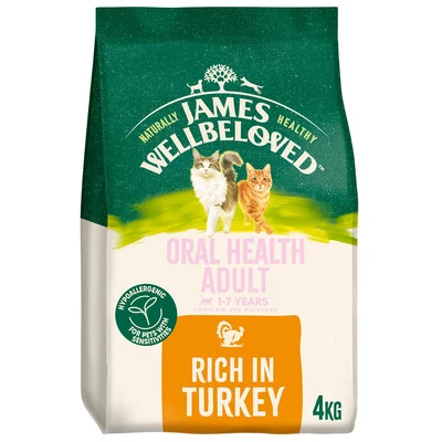 James Wellbeloved Oral Care 1-7 Years Adult Dry Cat Food Rich in Turkey 4kg