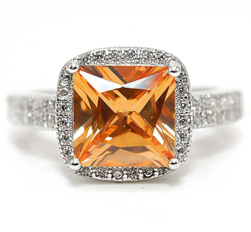 3CT  Padparadscha 925 Sterling Silver Ring Sz 8