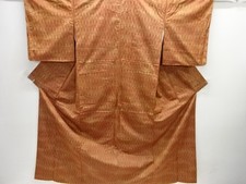 7556636: JAPANESE KIMONO / SILK / HAND WOVEN TSUMUGI / WAVY STRIPE
