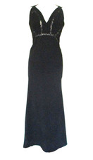 BCBG MAXAZRIA Penelopey Black Evening Gown Maxi Dress Sz 0 Women Lace Insets