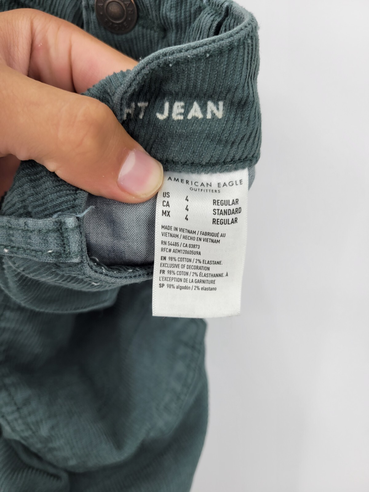 American Eagle Pants Womens 4 Green Corduroy High Rise Straight Leg