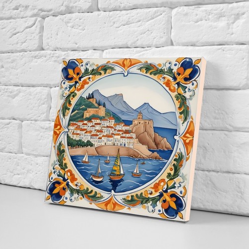 Juego de 3 azulejos de pared con salpicadero de cerámica siciliana con estampado floral para decoración de pared - Imagen 4 de 5