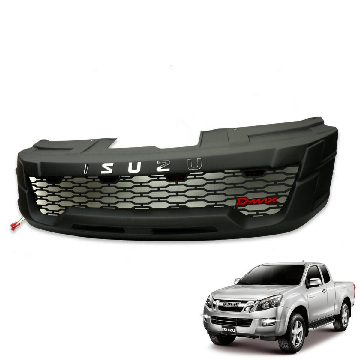 Front Grille Grill LED Red Emblem Chrome For Isuzu DMAX D-max Pickup 2012-15