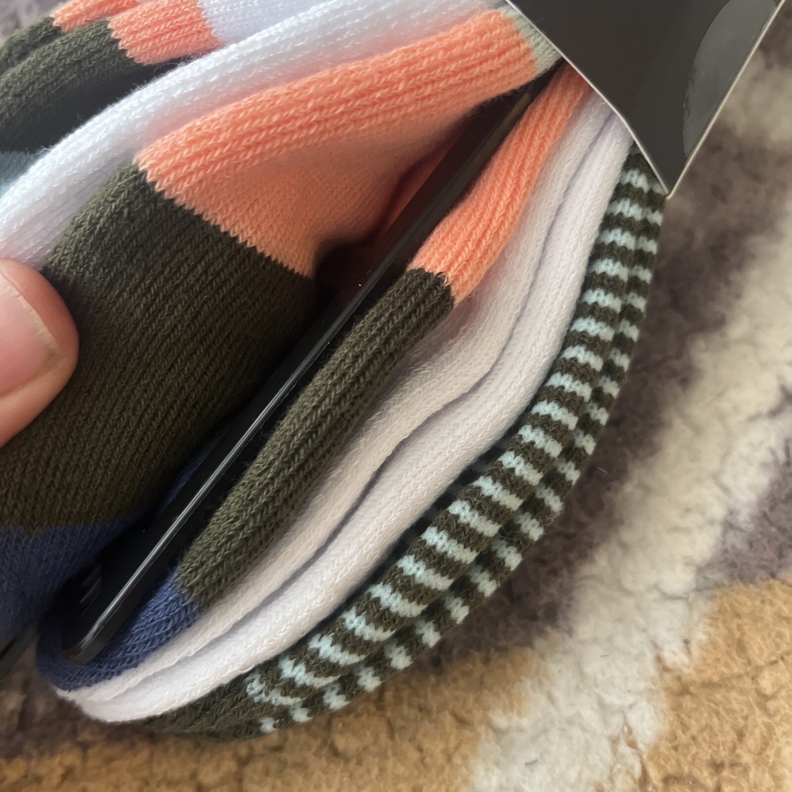 Quicksilver Quarter Socks 5 Pair Men 612 Blue White Multicolor Varied