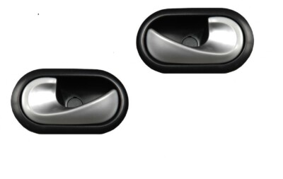 2 Poignées De Portes Intérieures Renault Twingo 2 Noir Chromées - Neuf Sous Emballage