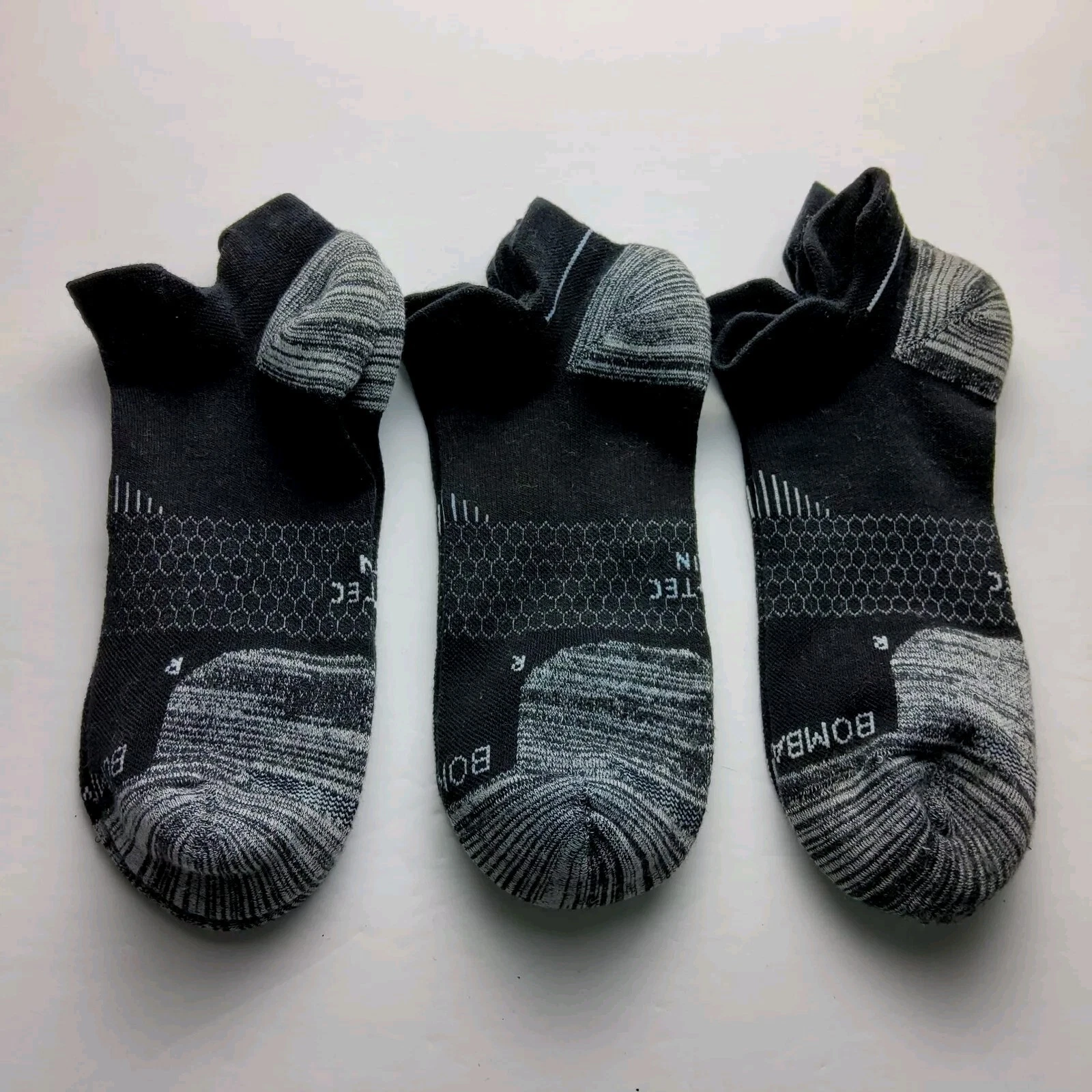 Bombas Hex-Tec Athletic Ankle Socks Lot Of 3 Pairs Size L