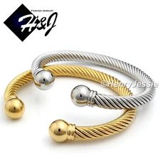 MEN WOMEN Stainless Steel Silver/Gold Plated Twist Cable Cuff Bangle Bracelet*80