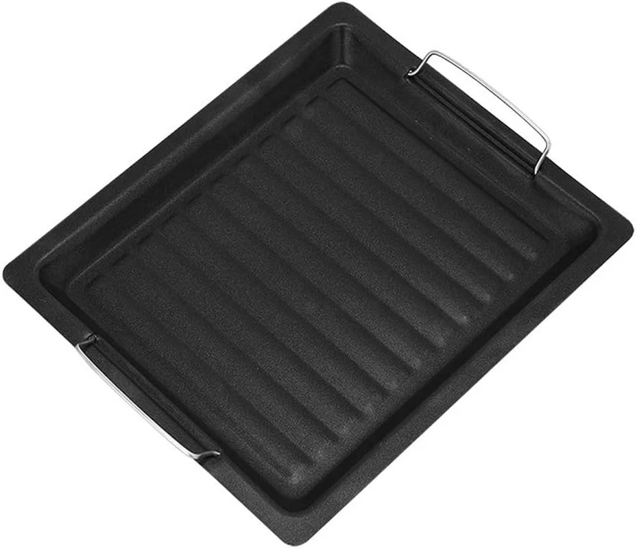 Large Non Stick Cast Iron Griddle Pan Skillet Cooking Plate Hob Stove BBQ Grill