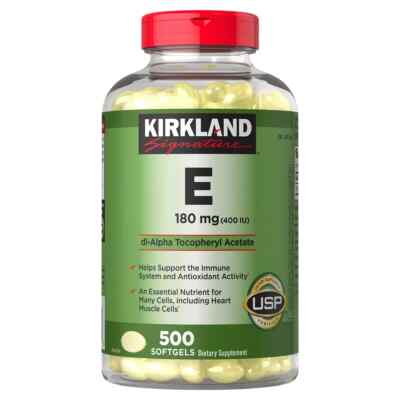 Kirkland Signature Vitamin E, 180 mg (400 IU) 500 Softgels, Ships Free