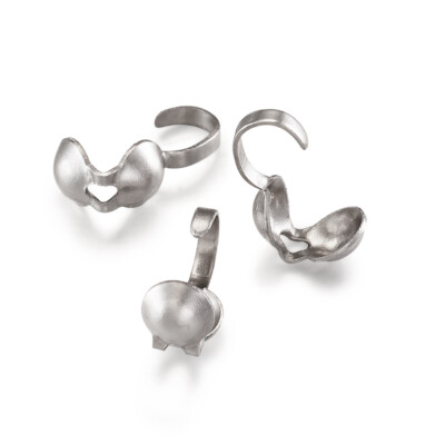 50 Stck. Edelstahl Perlen Spitzen Knoten Abdeckungen Offen Klappschale Endkappe 8,5x4 mm