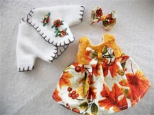 Autumn Acorn Doll Dress & Coat Set For 8" Vogue Ginny By YoYoCottage