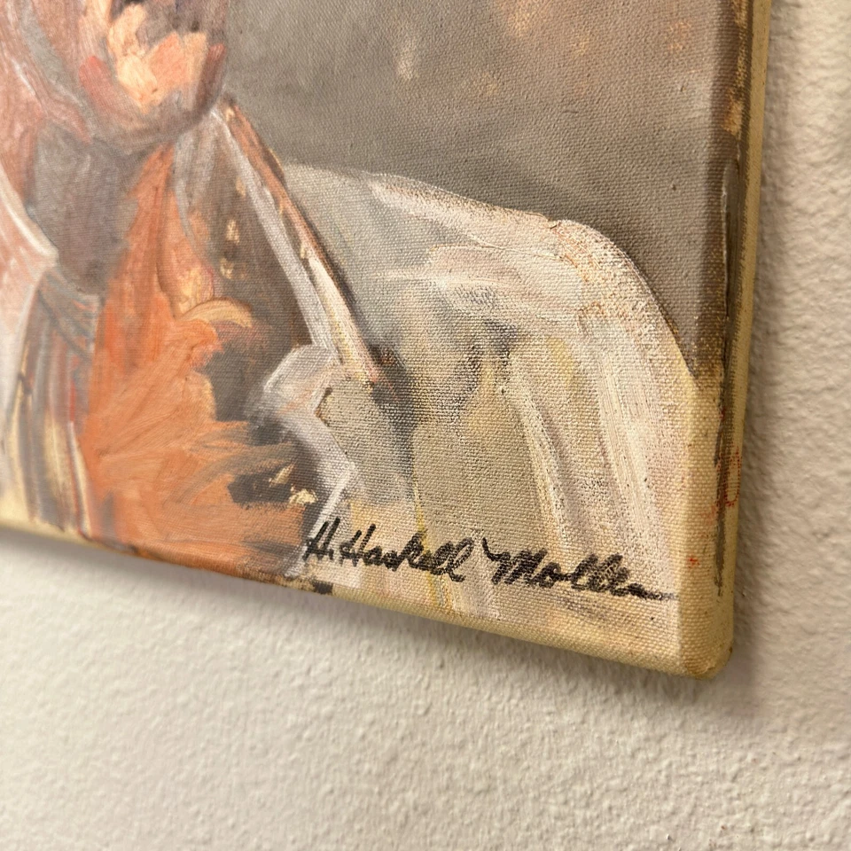 Pintura al óleo de la expresionista californiana Helen Haskell-Molles "El hombre serio" Foto 2 de 4