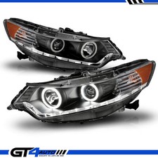 09-14 Acura Tsx Hid Type Xtreme Dual Led Halo Projector Black Headlights Pair