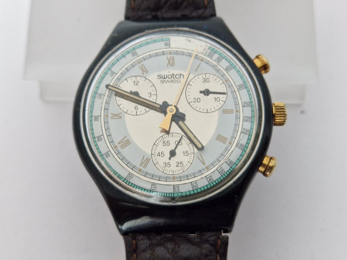 SWATCH SCB 111 - Chronograph - Black Case - Quartz - 22 Jewels | eBay