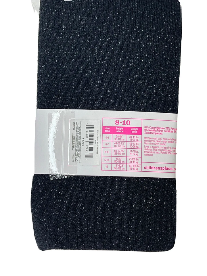 Medias negras brillantes The Children's Place Girls 1 par talla 8-10 Foto 2 de 4