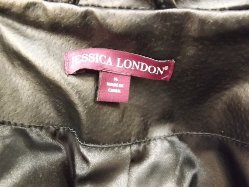 Jessica London NEW NWT Black Genuine Leather Figure Fit Classy A-Line Jacket 16 - Picture 7 of 8