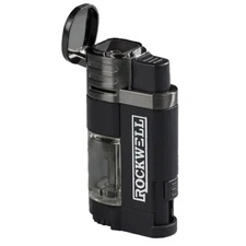 Rockwell Quad Jet Butane Torch Cigar Lighter - Gunmetal with Cigar Punch - New