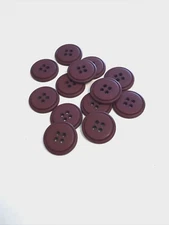24 Buttons Burgundy Wine Matte Plastic 4-Hole Sew Through Sewing 19 mm #BL7