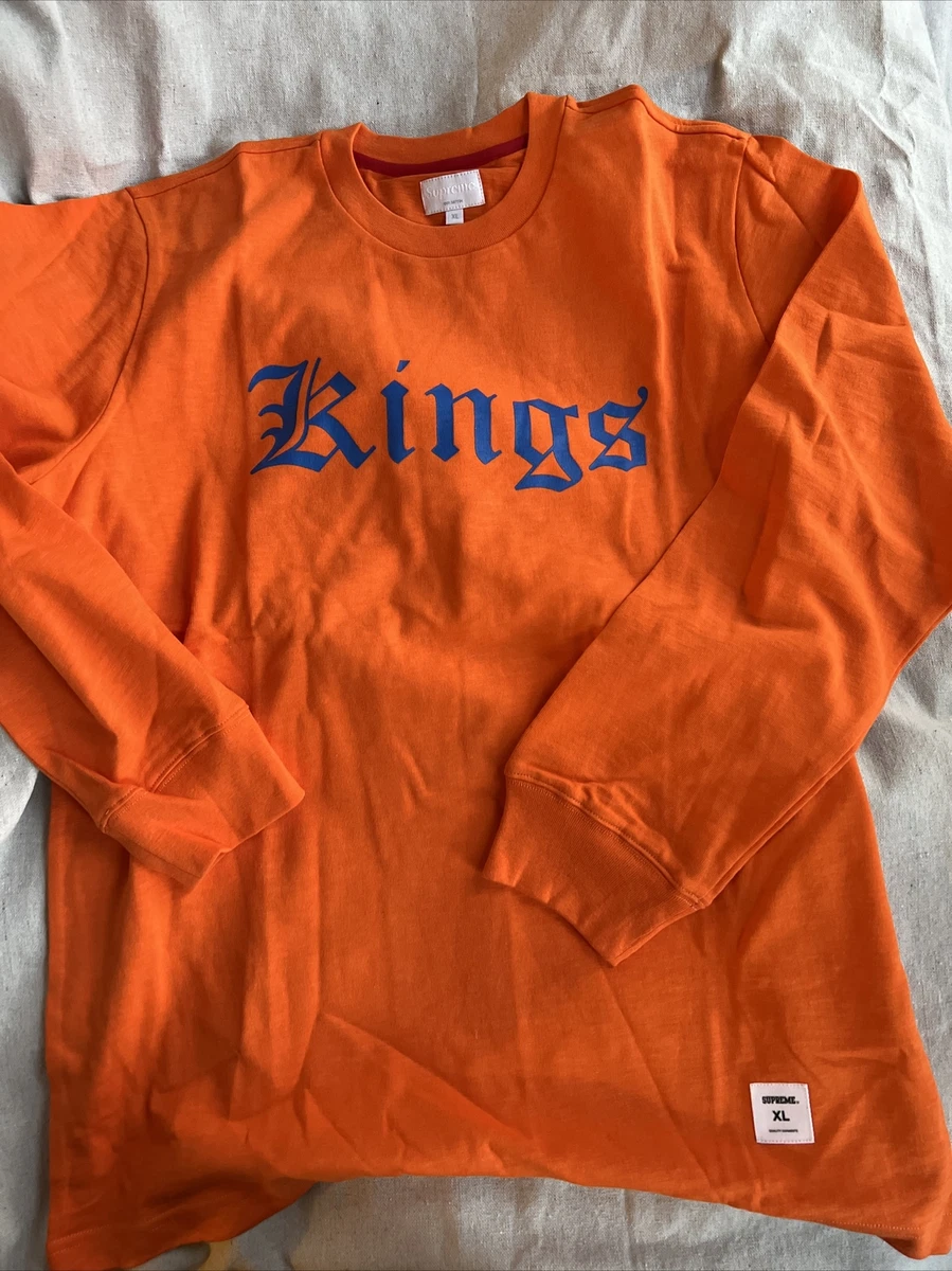 100% Authentic Supreme “Kings” Spellout Longsleeve Tshirt XL Mets Knicks  Orange