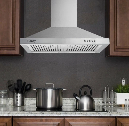 30" Wall Mount Range Hood Stainless Steel 450CFM Kitchen Over Stove Vent w/ LEDs