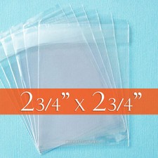 200 Clear Cello Bags, 2 3/4 x 2 3/4 inch OPP Poly Cellophane,Resealable Adhesive