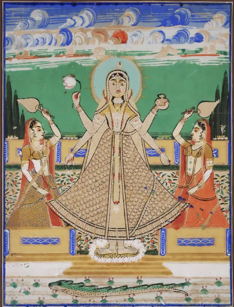 Antique Mughal Style Gouache Painting from Jaipur, India of