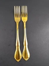 Vintage Serving Forks Gold Color Silverware Flatware Golden Venecia Dalia 2 