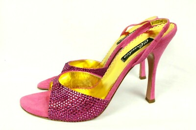 Francesco Sacco Italy Women's Pink Suede Crystal Shoes Retail $420 Made In Italy