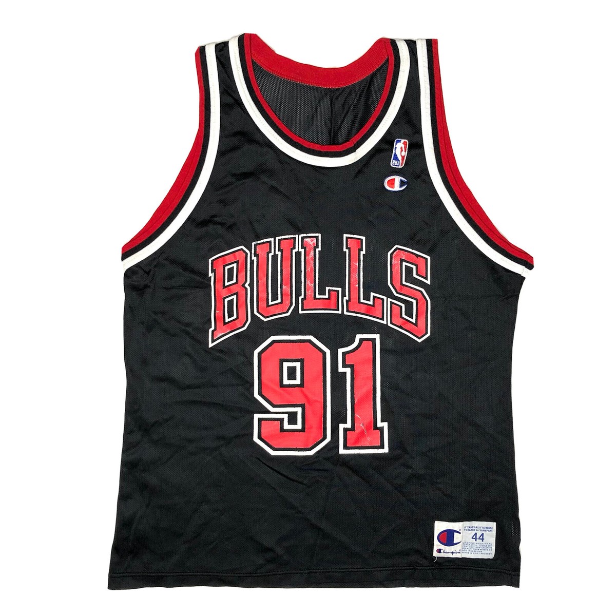 Vintage DENNIS RODMAN #91 Black Chicago Bulls Champion NBA