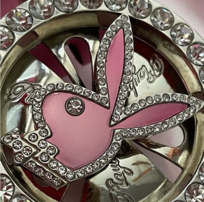 RARE Y2K Playboy Pink Metallic Rhinestone ALL STONES Bling 