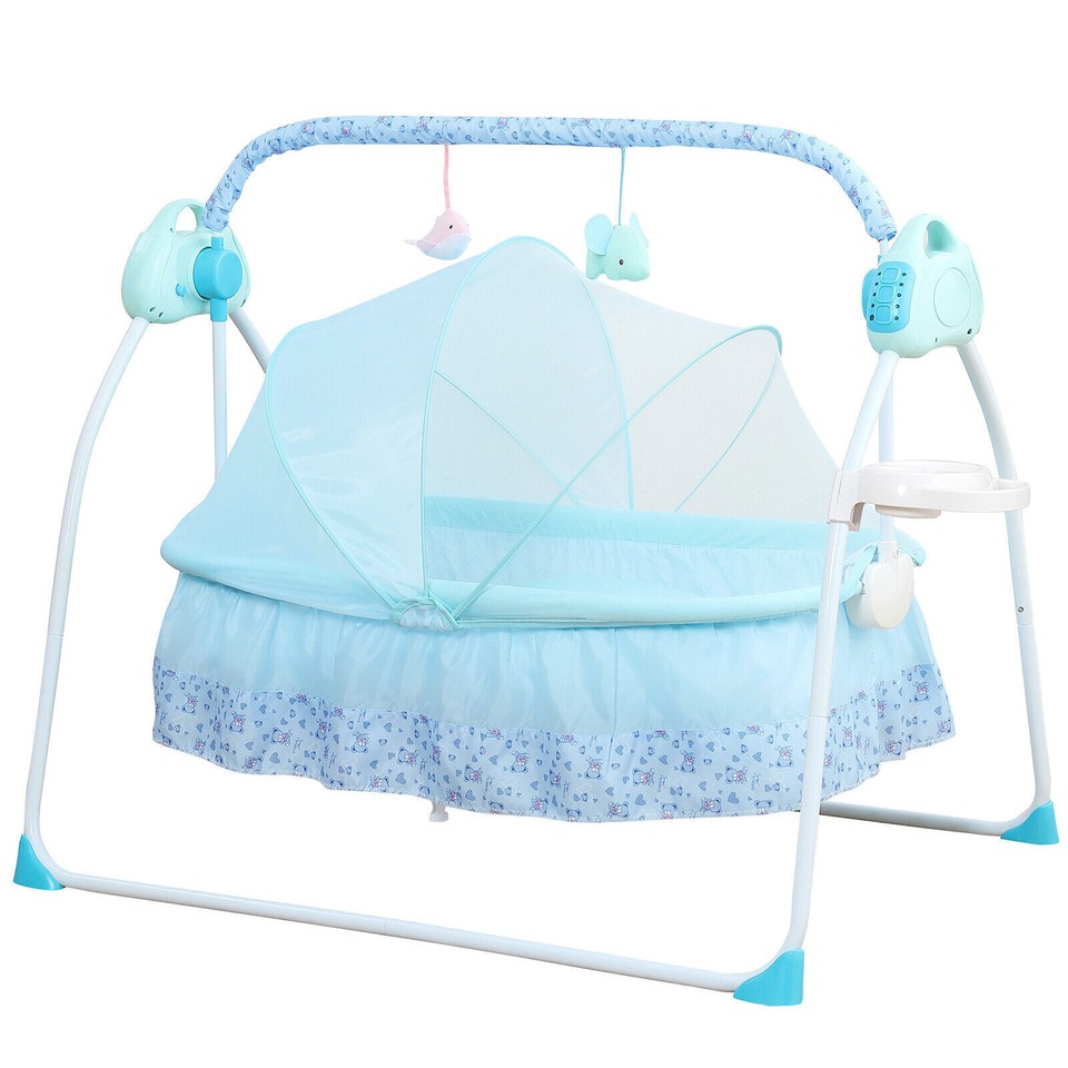 Electric Swing Bed Baby Cradle Crib Infant Rocker Cot w/ Bluetooth 018